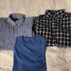 Polo by Ralph Lauren Blue Plaid & Solid Casual Button-Down Shirts